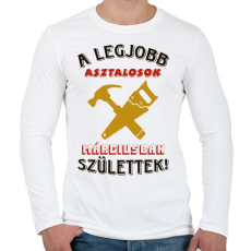 PRINTFASHION Asztalos szülinapja március színes - Férfi hosszú ujjú póló - Fehér