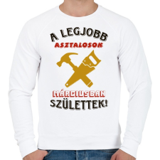 PRINTFASHION Asztalos szülinapja március színes - Férfi pulóver - Fehér férfi pulóver, kardigán