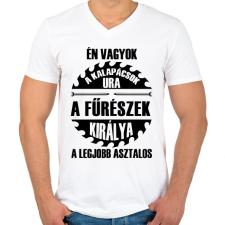 PRINTFASHION Asztalosok királya - Férfi V-nyakú póló - Fehér férfi póló