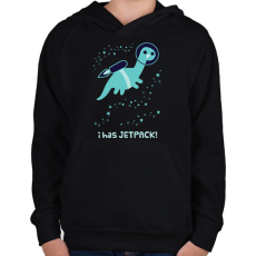 PRINTFASHION Asztronauta dinó - Gyerek kapucnis pulóver - Fekete