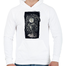 PRINTFASHION Asztronauta grafika - Férfi kapucnis pulóver - Fehér férfi pulóver, kardigán