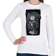 PRINTFASHION Asztronauta grafika - Női hosszú ujjú póló - Fehér női póló