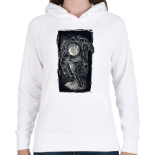 PRINTFASHION Asztronauta grafika - Női kapucnis pulóver - Fehér női pulóver, kardigán