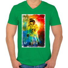 PRINTFASHION Asztronauta játék - Férfi V-nyakú póló - Zöld férfi póló