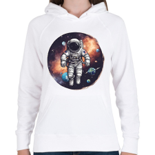 PRINTFASHION Asztronauta - Női kapucnis pulóver - Fehér női pulóver, kardigán