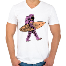 PRINTFASHION Asztronauta szörf - Férfi V-nyakú póló - Fehér férfi póló