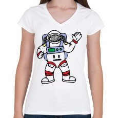 PRINTFASHION Asztronauta - Űrhajós - Női V-nyakú póló - Fehér
