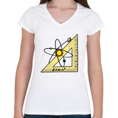 PRINTFASHION Atom és vonalzó - Női V-nyakú póló - Fehér