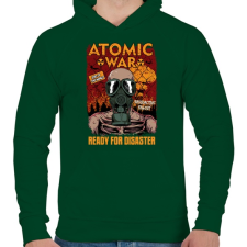 PRINTFASHION Atomháború - Férfi kapucnis pulóver - Sötétzöld férfi pulóver, kardigán