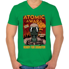 PRINTFASHION Atomháború - Férfi V-nyakú póló - Zöld férfi póló