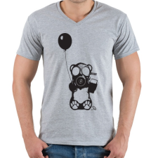 PRINTFASHION Atommaci - Férfi V-nyakú póló - Sport szürke férfi póló