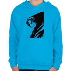 PRINTFASHION Attack On Titan Levi - Gyerek kapucnis pulóver - Azúrkék