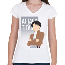 PRINTFASHION Attack on Titan -- Levi - Női V-nyakú póló - Fehér női póló