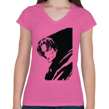 PRINTFASHION Attack On Titan Levi - Női V-nyakú póló - Rózsaszín női póló