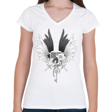 PRINTFASHION Attack on Titan - Női V-nyakú póló - Fehér