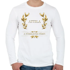 PRINTFASHION Attila - Férfi hosszú ujjú póló - Fehér férfi póló