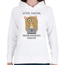 PRINTFASHION Attól tartok, munkamániás vagyok - Női kapucnis pulóver - Fehér női pulóver, kardigán