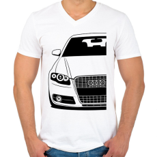 PRINTFASHION AUDI A4 - Férfi V-nyakú póló - Fehér