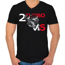 PRINTFASHION Audi BiTurbo - Férfi V-nyakú póló - Fekete férfi póló