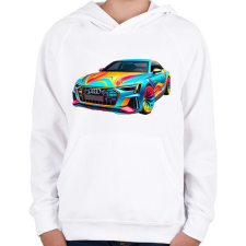 PRINTFASHION Audi - Gyerek kapucnis pulóver - Fehér gyerek pulóver, kardigán