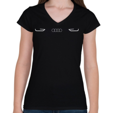 PRINTFASHION Audi logó (fehér) - Női V-nyakú póló - Fekete
