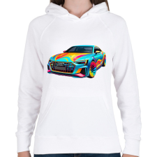 PRINTFASHION Audi - Női kapucnis pulóver - Fehér női pulóver, kardigán