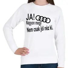 PRINTFASHION Audi - Női pulóver - Fehér női pulóver, kardigán