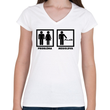 PRINTFASHION Audi Probléma Megoldva - Női V-nyakú póló - Fehér női póló