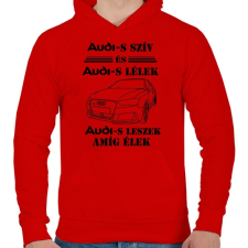 PRINTFASHION Audi szív - Férfi kapucnis pulóver - Piros férfi pulóver, kardigán