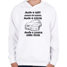 PRINTFASHION Audi szív - Gyerek kapucnis pulóver - Fehér