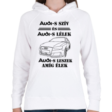 PRINTFASHION Audi szív - Női kapucnis pulóver - Fehér