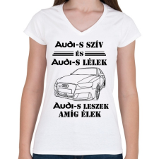 PRINTFASHION Audi szív - Női V-nyakú póló - Fehér női póló