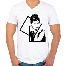 PRINTFASHION Audrey Hepburn - Férfi V-nyakú póló - Fehér férfi póló