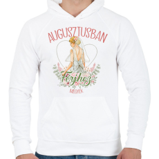 PRINTFASHION Augusztusban férjhez megyek - Férfi kapucnis pulóver - Fehér