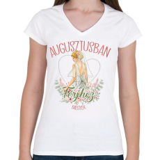 PRINTFASHION Augusztusban férjhez megyek - Női V-nyakú póló - Fehér