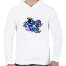 PRINTFASHION Auróra kockaszett - Férfi kapucnis pulóver - Fehér