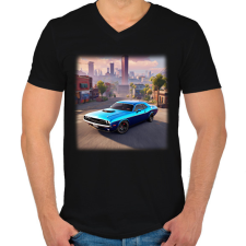 PRINTFASHION autó 3 - Férfi V-nyakú póló - Fekete férfi póló