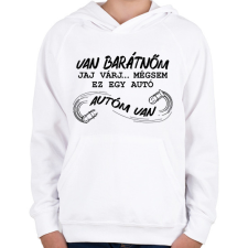 PRINTFASHION Autó barátnő - Gyerek kapucnis pulóver - Fehér gyerek pulóver, kardigán
