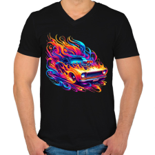 PRINTFASHION Autó - Férfi V-nyakú póló - Fekete férfi póló