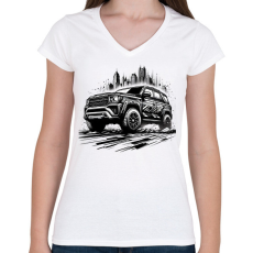 PRINTFASHION Autó - Női V-nyakú póló - Fehér