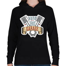 PRINTFASHION Auto Service - Női kapucnis pulóver - Fekete