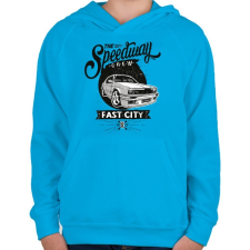 PRINTFASHION Autópálya - Gyerek kapucnis pulóver - Azúrkék gyerek pulóver, kardigán