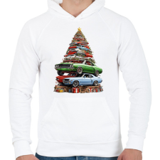 PRINTFASHION Autós karácsonyfa - Férfi kapucnis pulóver - Fehér férfi pulóver, kardigán