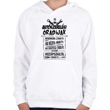 PRINTFASHION Autószerelés óradíjak - Gyerek kapucnis pulóver - Fehér gyerek pulóver, kardigán