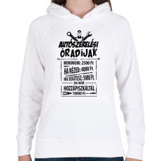 PRINTFASHION Autószerelés óradíjak - Női kapucnis pulóver - Fehér