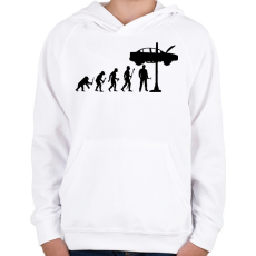 PRINTFASHION Autószerelő evolúció - Gyerek kapucnis pulóver - Fehér