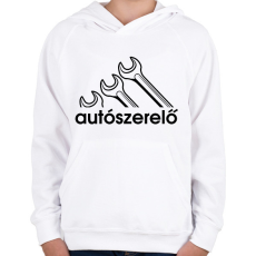 PRINTFASHION Autószerelő márka - Gyerek kapucnis pulóver - Fehér