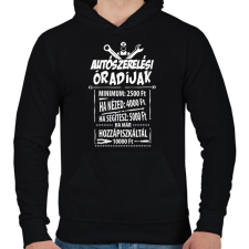 PRINTFASHION Autószerelő óradíjak - Férfi kapucnis pulóver - Fekete férfi pulóver, kardigán