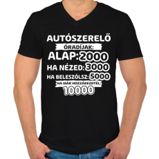 PRINTFASHION Autószerelő óradíjak - Férfi V-nyakú póló - Fekete