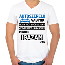 PRINTFASHION AUTÓSZERELŐ VAGYOK...2 - Férfi V-nyakú póló - Fehér férfi póló